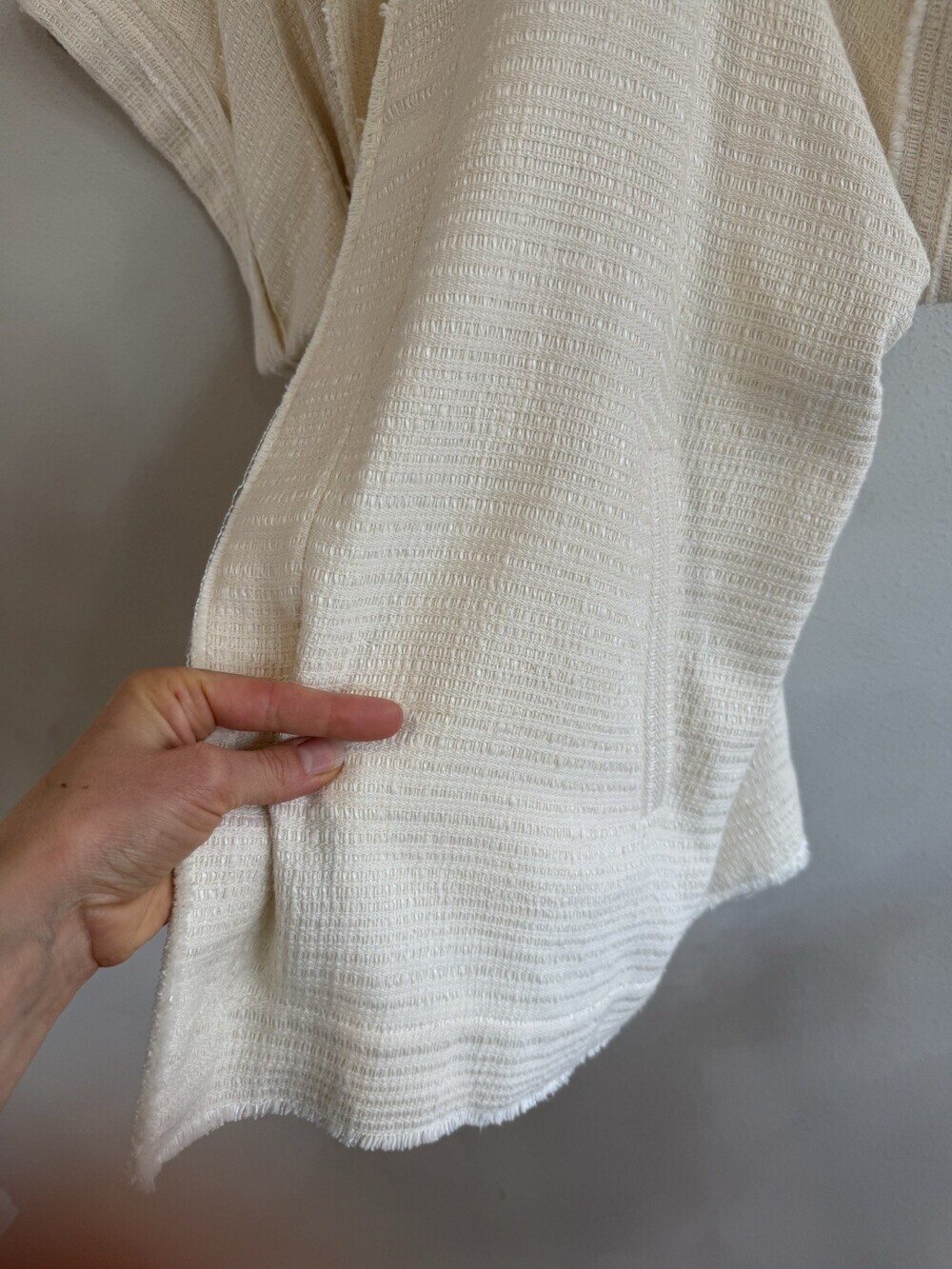 IRO Ivory Cream Women’s 40 10 guaze Cotton Textured Shirt Blouse Top Open Front - Picture 4 of 5